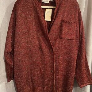 NWT Vintage Liz Claiborne Collection size med Oversized Shimmer Cardigan Sweater